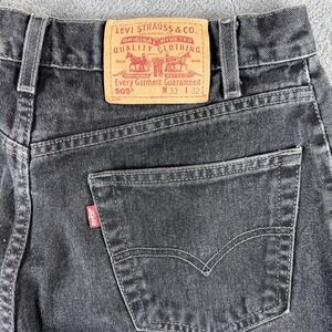 Vintage Levis 505 Jeans Mens *34X31* Black Straight Regular Dark Wash Denim Y2K
